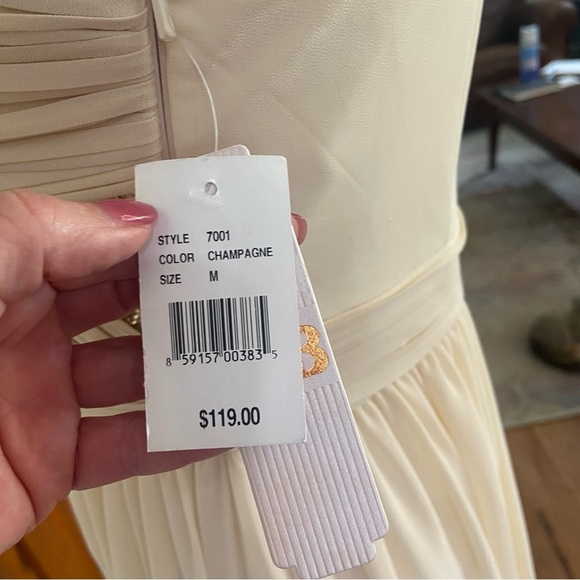 Gianni Bini Long Chiffon Gown Size M Champagne w Gold Sequins Strapless Prom - Picture 12 of 12